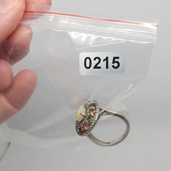 VTG 925 Sterling Silver Size 8 Authentic Carol Brodie Fire Opal Tourmaline Ring - Picture 13 of 14